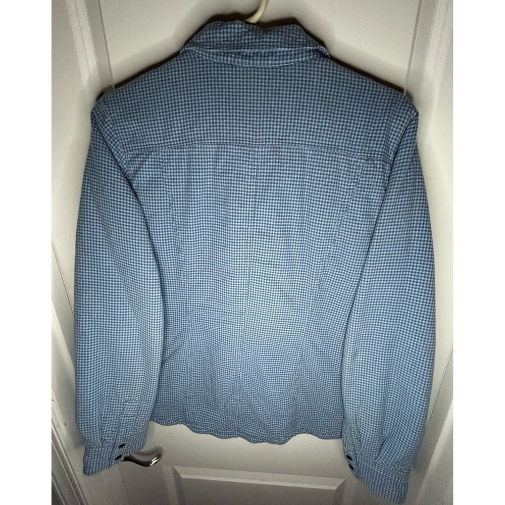 Vintage Y2k L.L. Bean Quilted Lined Blue Flannel Button Up Shacket Womens Medium - Picture 7 of 8